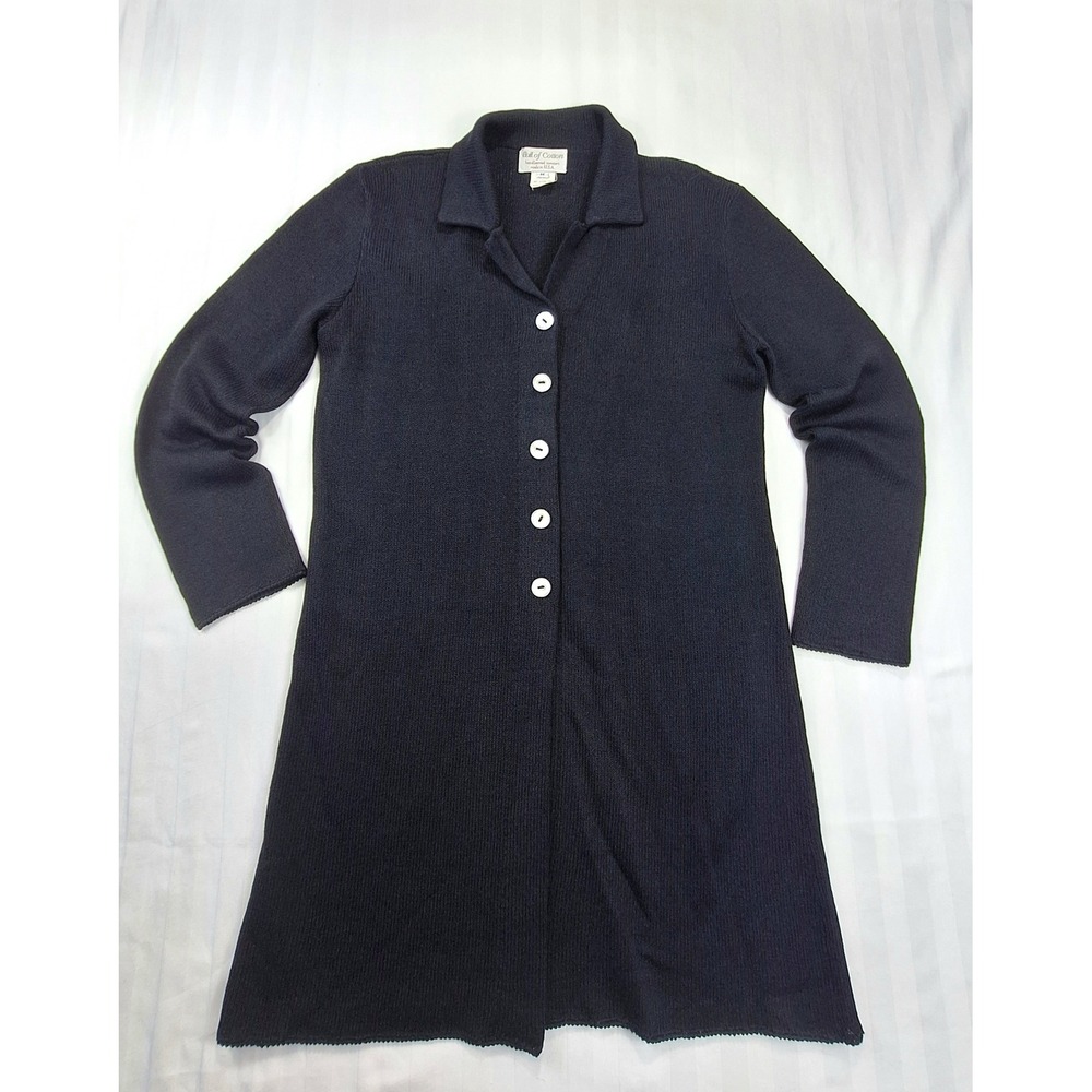 Ball‎ of Cotton Black Wool Blend Handloomed Longline Cardigan Sweater M USA